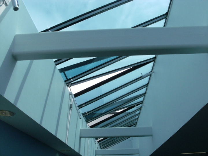 Vitral rooflight with cylinder actuators