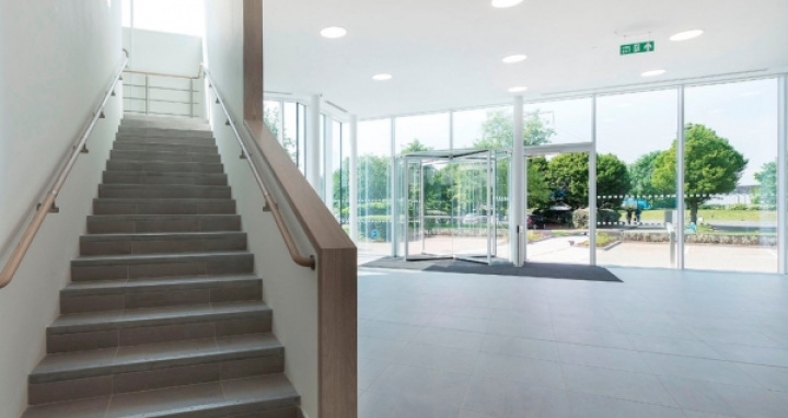 Internal view main entrance with revolving door