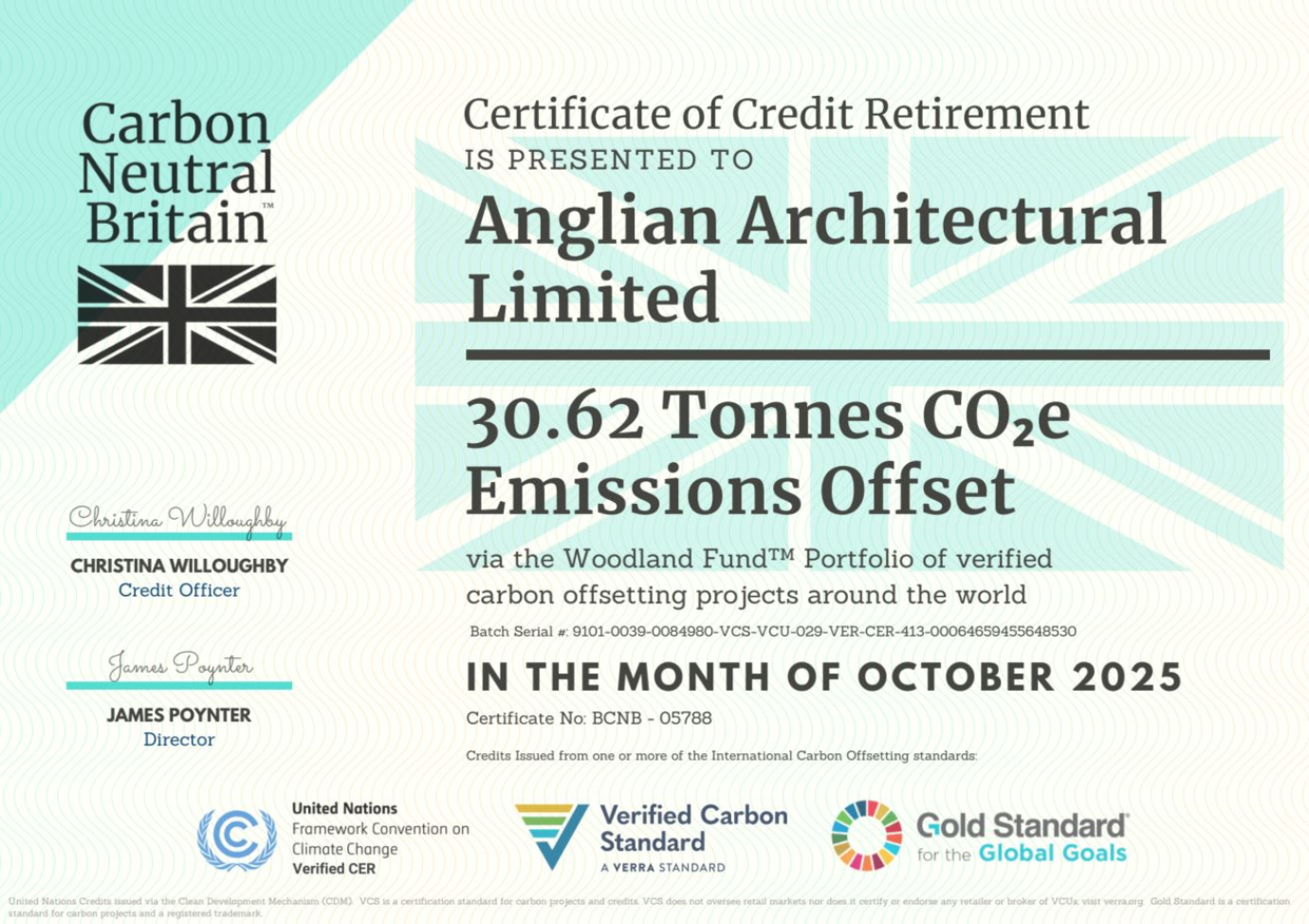 Carbon Offset Certification Oct 2025